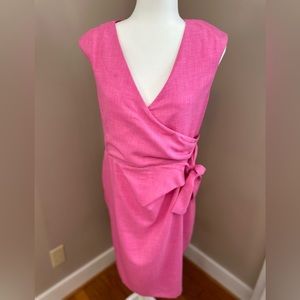 Ann Taylor, NWT, Pink Sleeveless Faux Wrap Dress, Size 8